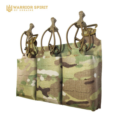 Панель тактическая под магазин с фиксатором тройной Warrior Spirit WS3-Profi Multicam